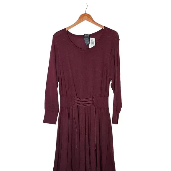 TORRID Outlander Burgundy Lace Waist Sweater Dress Plus size 2X NWT - Picture 6 of 14